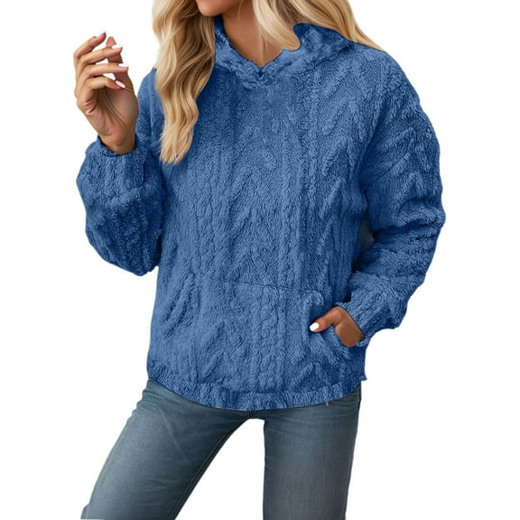 Landzoo One Women's Hoodie Winter Warm Oversized Pullover Sweatshirt With Jacquard Design Soft Cozy Casual Hooded Top For Fall And Cold Weather Cozy Stylish Women's Sweatshirt XXXL