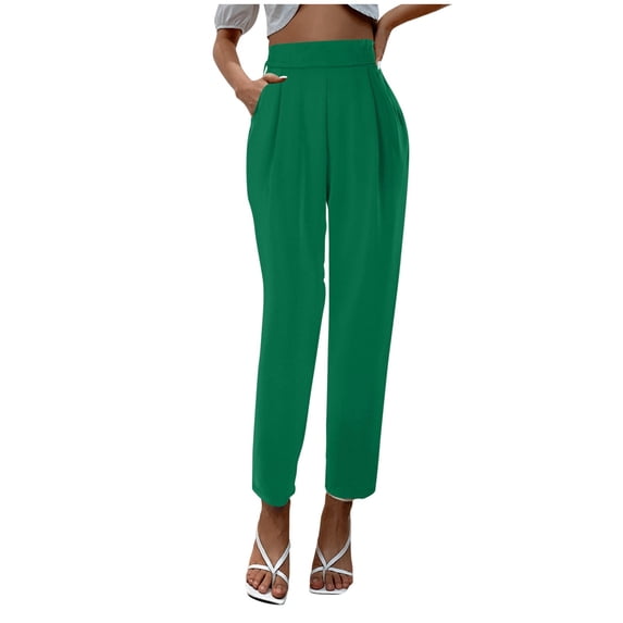 Landzoo One Women's Satin High Waisted Pants Loose Fitting Slacks With Silk Pockets Stylish Beautiful Women's Casual Pants