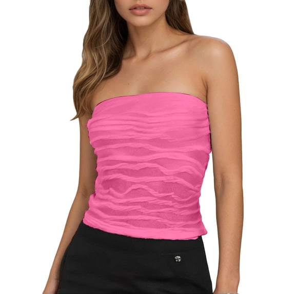 Landzoo One Women's Spring Sleeveless Solid Crop Top – Slim Fit Midriff Cozy Stylish Basic Tube Tops