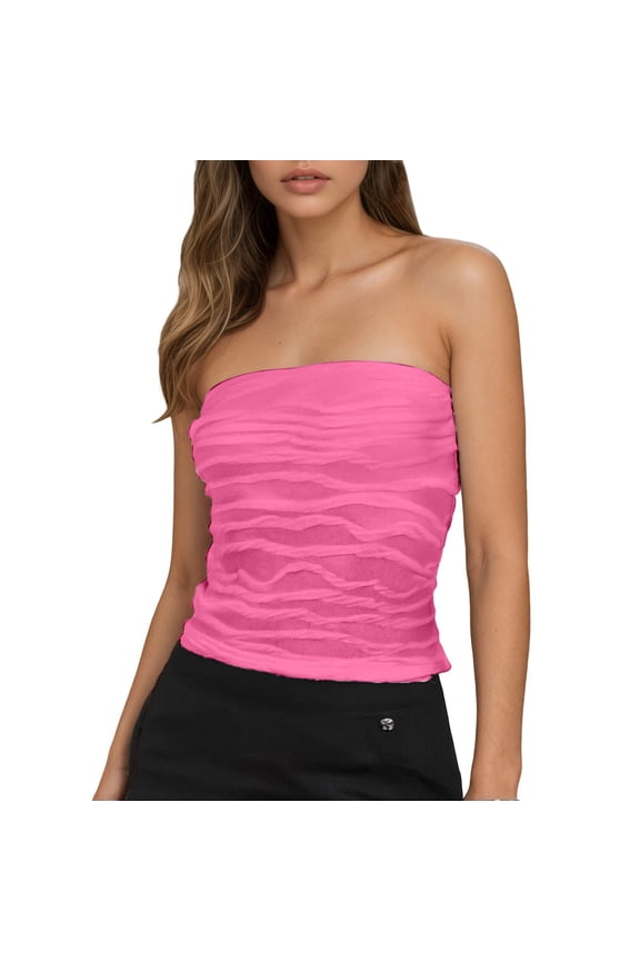 Women's Spring Sleeveless Solid Crop Top – Slim Fit Midriff Cozy Stylish Basic Tube Tops