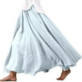 thumbnail image 1 of Landzoo One Women's Stretchy Waist Flowy Midi Skirt For Daily Wear Vacation Dance Comfortable Elastic High Waist Long Skirt Basic Solid Color Casual Boho Skirt Beautiful Casual Women's Skirt, 1 of 7