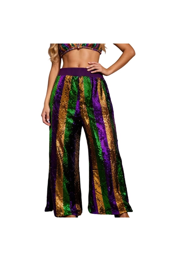 Women's Stylish Festival Glam Pants With Sequin Embellishments And Show Ready Casual Yet Dressy Bottoms For Party Nights And Nightlife Stylish Beautiful Women's Casual Pants
