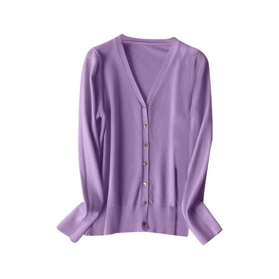 Landzoo One Women's V Neck Knitted Cardigan Sweater Long Sleeve Spring Autumn 2026 Fashion Lightweight Layering Top Stylish Basic Women's Cardigan