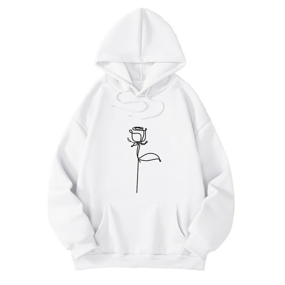 Landzoo One Women's Winter Oversized Fashion Printed Hooded Round Neck Sweatshirt Cozy Breathable Women's Hoodie L