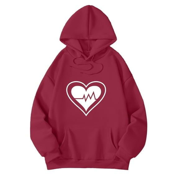 Landzoo One Women's Winter Oversized Fashion Printed Hooded Round Neck Sweatshirt Cozy Breathable Women's Hoodie M