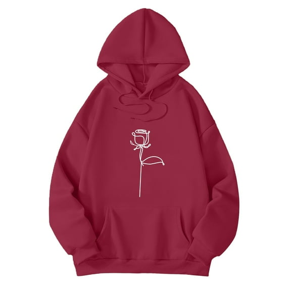 Landzoo One Women's Winter Oversized Fashion Printed Hooded Round Neck Sweatshirt Stylish Breathable Women's Hoodie M