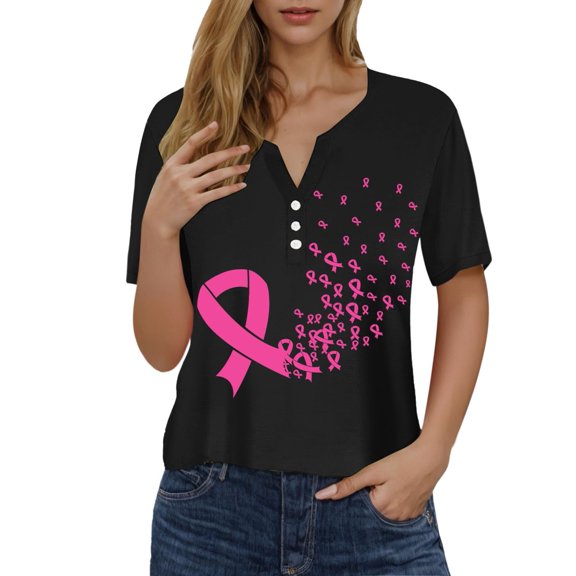 Landzoo One Womens Printed Short Sleeve V Neck T Shirt Top Blouse Stylish Beautiful Women's T-Shirts