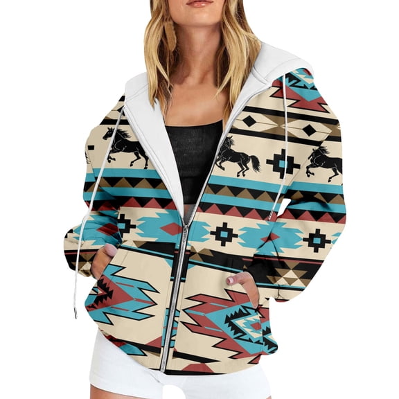 Landzoo One Zip Up Hoodie With Print Casual Loose Fit Pullover Jacket For Dailywear Soft Outerwear With Front Pockets And Adjustable Drawstring Hood Stylish Breathable Women's Hoodie S