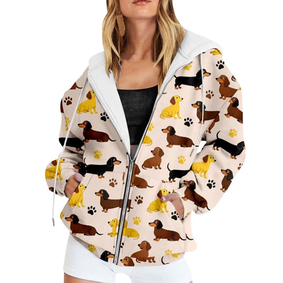 Landzoo One Zip Up Hoodie Casual Loose Fit Pullover With Print Graphic Soft Jacket For Outdoor Streetwear Cozy Breathable Women's Hoodie XXL