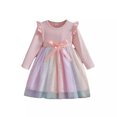 thumbnail image 1 of Landzoo Princess Dress Up for Girls 4-6, Soft Cotton Long Sleeve Party Dress with Tulle Skirt, Cute Bow and Ruffle Design for Toddlers 2-6, 1 of 8