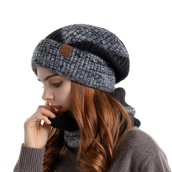 Landzoo Slouchy Hat Winter Knitted Hat Scarf Sets For Men Women Skin-Friendly Relaxed