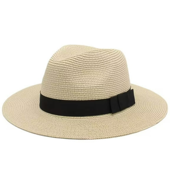 Landzoo Sunscreen Straw Sunshade Top Hat Seaside Straw Woven Wide Brim Tourist Beach Hat Comfy Breathable