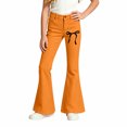 thumbnail image 1 of Landzoo Girls Flared Pants Bowknot Graphic Slim Fit High Waisted Fall Casual Kid Girls Trousers, 1 of 4