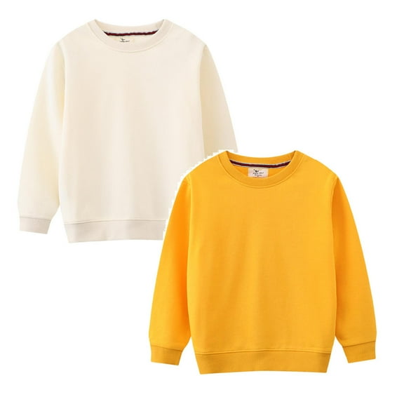 Landzoo Toddler Baby Boy Girl Crewneck Sweatshirt, Casual Long Sleeve Pullover Tops, Warm Fall Winter Clothes, 2T-7T(2-Pack)