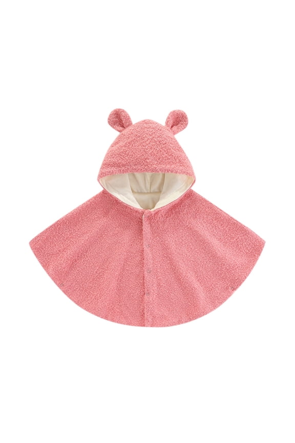 Toddler Baby Girls Boys Winter Button Velvet Plain Hooded Cloak Cape Poncho Dress Up ClothesWarm Lightweight Boys Hoodies