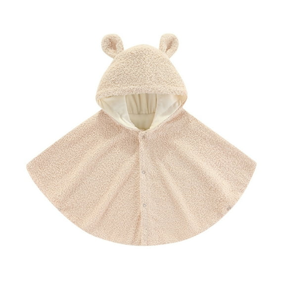 Landzoo Toddler Baby Girls Boys Winter Button Velvet Plain Hooded Cloak Cape Poncho Dress Up Clothes Cozy Warm Boys Children Tops