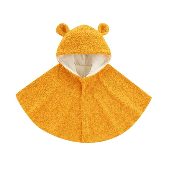 Landzoo Toddler Baby Girls Boys Winter Button Velvet Plain Hooded Cloak Cape Poncho Dress Up Clothes Cozy Warm Boys Children Tops