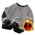 thumbnail image 1 of Landzoo Toddler Boys Fleece Pullover Sweatshirt Striped Print Long Sleeve Crew Neck Fall Winter Comfortable Sweatshirts For Boys Size 3-4 Years, 1 of 3