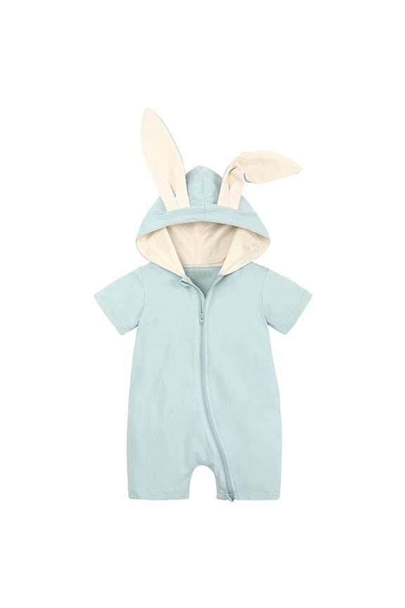 Toddler Boys Girls Solid Zipper Hooded Rabbit Bunny Casual Romper Jumpsuit Playsuit Sunsuit Clothes 18M Cozy Cute Boys Bodysuits