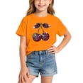 thumbnail image 1 of Landzoo Toddler Boys Girls T-Shirt Cherry Pattern Print Short Sleeve Crew Neck Tops Summer Casual Girls Tees Size 12-14 Years Orange, 1 of 4