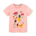 thumbnail image 1 of Landzoo Toddler Boys Girls T-Shirt Fruit Print Short Sleeve Crew Neck Tops Summer Casual Girls Tees Size 1-2 Years Light Pink, 1 of 8