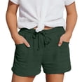 thumbnail image 1 of Landzoo Toddler Girls Shorts Solid Color Elastic Waist With Pockets And Drawstring Summer Casual Girls Active Shorts Size 14-15 Years Dark green, 1 of 6
