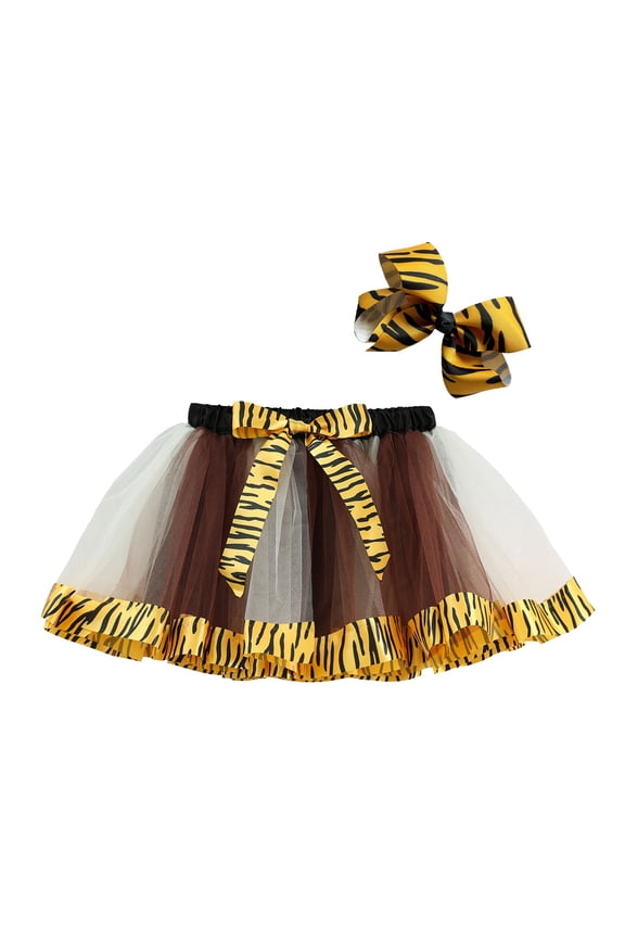 Toddler Girls Skirts Leopard Elastic Waist Tiered Summer Fashion Girls Flutter Skirt Size 6-8 Years Coffee