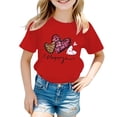 thumbnail image 1 of Landzoo Toddler Kids Boys Girls Shirts Leopard Love Heart Print Short Sleeve Crew Neck T-Shirt Summer Loose Fit Girls Tops Size 3-4 Years Red, 1 of 4