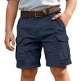 thumbnail image 1 of Landzoo Toddler Kids Boys Girls Shorts Solid Color Elastic Waist With Pockets Summer Loose Fit Boys Cargo Shorts Size 15-16 Years Navy, 1 of 6