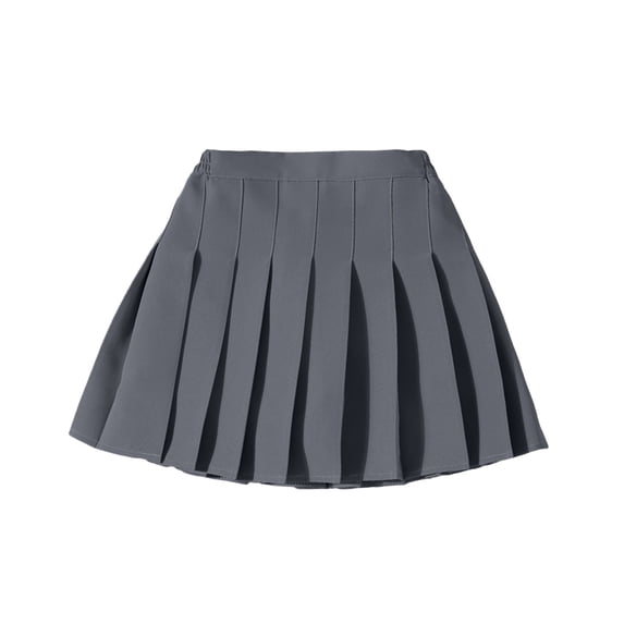 Landzoo Toddler Kids Girls Skirts Solid Color Elastic Waist A-Line Summer Loose Fit Girls Pleated Skirt Size 17-18 Years Grey