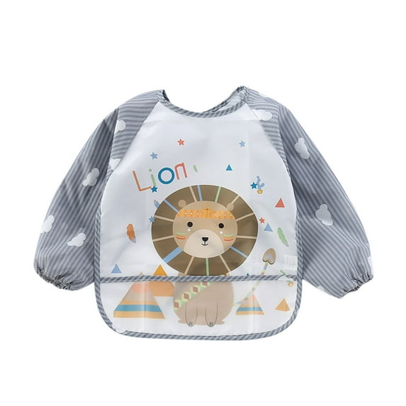 Landzoo Toddler Long Sleeve Baby Bibs Waterproof Sleeved Bib Soft Cartoon for Girls Boys