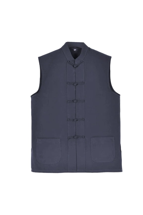 Vest For Men Solid Color Sleeveless Mandarin Collar Undershirt Summer Cozy Soft Men Tank Tops Size 2XL Grey