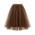 thumbnail image 1 of Landzoo Waist Pleated Mesh Skirt Soft Drape Mid Length Skirt Large Size A Line Skirt Comfortable Casual Women's Skirt, 1 of 2