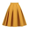 thumbnail image 1 of Landzoo Women'S Skirts Solid Color Elastic Waist Summer Comfortable Women A-line Skirt Size L Yellow, 1 of 9