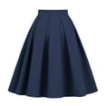 thumbnail image 1 of Landzoo Women'S Skirts Solid Color Elastic Waist Summer Fashion Women A-line Skirt Size M Navy, 1 of 9