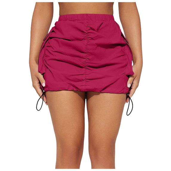 Landzoo Women'S Skirts Solid Color Elastic Waist Summer Fashion Women Pencil Skirt Size XS Red