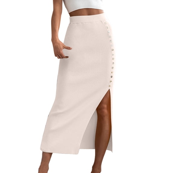 Landzoo Women'S Skirts Solid Color Elastic Waist Summer Quick Dry Women A-line Skirt Size L Beige