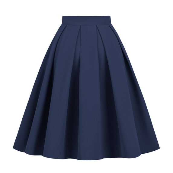 Landzoo Women'S Skirts Solid Color Elastic Waist Summer Quick Dry Women A-line Skirt Size XL Navy