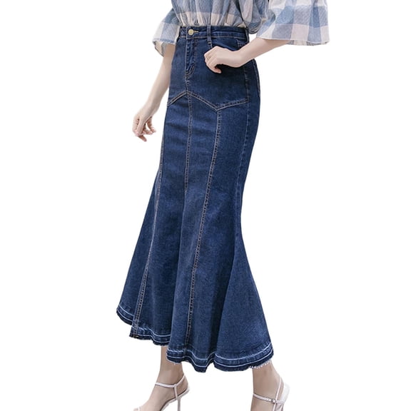 Landzoo Women'S Skirts Solid Color Elastic Waist Summer Quick Dry Women Fish Tail Skirt Size S Blue