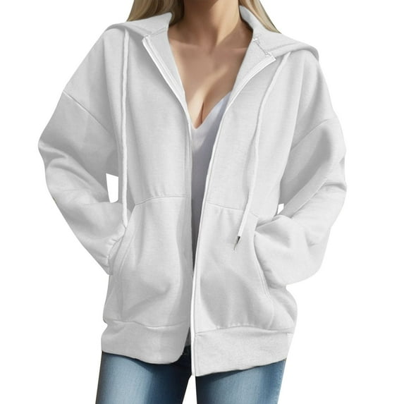Landzoo Women'S Street Long Sleeve Coat Sweatshirt Hooded Zipper Solid Color Coat Casual Warm Outwear Sweatshirt Warm Breathable Women's Hoodie