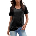thumbnail image 1 of Landzoo Women'S T Shirt Solid Color Short Sleeve Crew Neck Shirt Summer Cozy Soft Women Tees Size L Black, 1 of 2