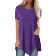thumbnail image 1 of Landzoo Women'S Tees Solid Color Short Sleeve Crew Neck T Shirt Summer Quick Dry Women Shirt Size S Purple, 1 of 6