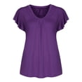 thumbnail image 1 of Landzoo Women'S Tops Solid Color Short Sleeve Crew Neck Shirt Summer Comfortable Women T Shirt Size 2XL Purple, 1 of 8