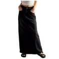 thumbnail image 1 of Landzoo Women Vintage Denim Maxi Skirt Hem High Waist A Line Long Jean Skirt Fashionable Comfortable Casual Women's Skirt, 1 of 5