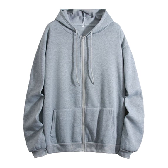 Landzoo Women Winter Warm Fashion Long Sleeve Loose Solid Color Hooded Zipper Pocket Sweatshirt Coat Warm Cozy Women's Tops