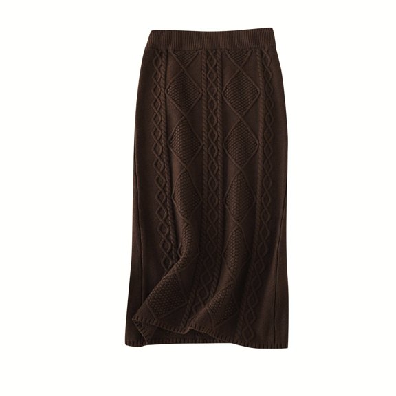Landzoo Women's Autumn And Winter Thick Wool Knitted Skirt Twist Long Straight Hip Skirt Comfortable Casual Women's Skirt