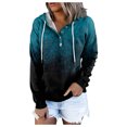 thumbnail image 1 of Landzoo Women's Button Drawstring Pocket Casual Long Sleeve Tie-dye Gradient Print Hoodie Sweatshirt Warm Breathable Women's Hoodie, 1 of 7