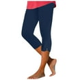 thumbnail image 1 of Landzoo Women's Casual Comfort Solid Color Stretch High Waisted Elastic Capri Vacation Wind Beach Leggings Tailored Skin friendly Women's Fitness Pants, 1 of 5