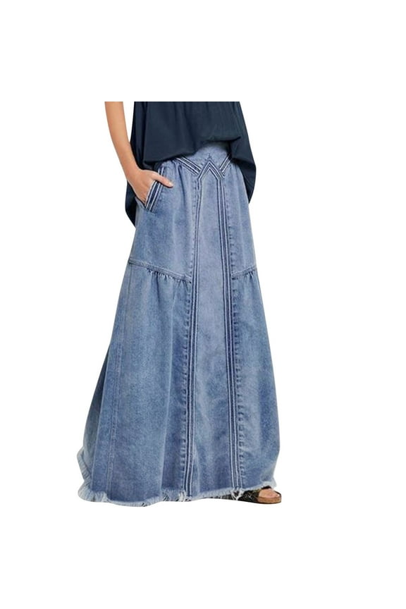 Women's Casual High Waist Denim Skirt Slim Fit A Line Jean Maxi Skirt Fashionable Comfortable Casual Women's Skirt