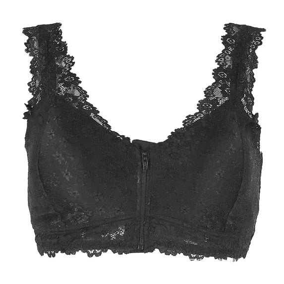 Landzoo Women's Comfortable And Sexy Large Lace Lace Strap With Strap Deep V Front Zipper Bra Sexy Cozy Breathable Women's Underwear